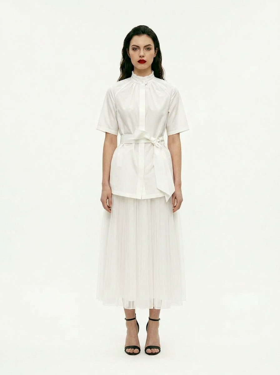 Audrey Tulle Skirt in Bianco — Patrick McDowell Resort 2027, Look 3